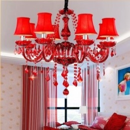 Luxusní křišťálový lustr European Red Color Závěsné světlo