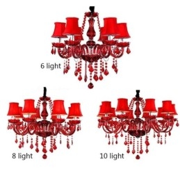 Luxusní křišťálový lustr European Red Color Závěsné světlo