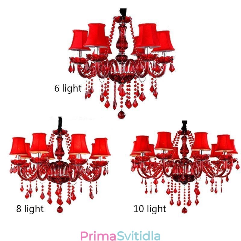 Luxusní křišťálový lustr European Red Color Závěsné světlo
