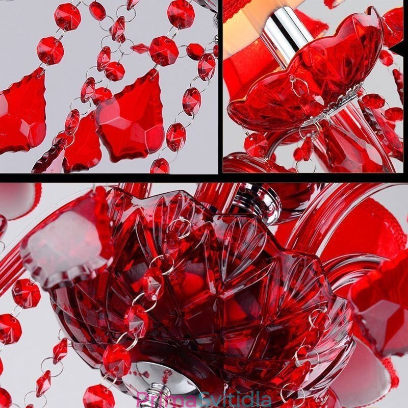 Luxusní křišťálový lustr European Red Color Závěsné světlo