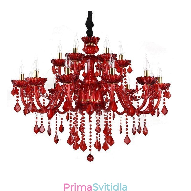 Evropský elegantní křišťálový lustr Závěsné světlo červené barvy