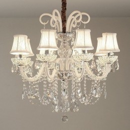 Elegantní křišťálový lustr evropské bílé závěsné světlo