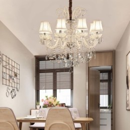 Elegantní křišťálový lustr evropské bílé závěsné světlo