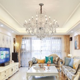 Elegantní křišťálový lustr evropské bílé závěsné světlo