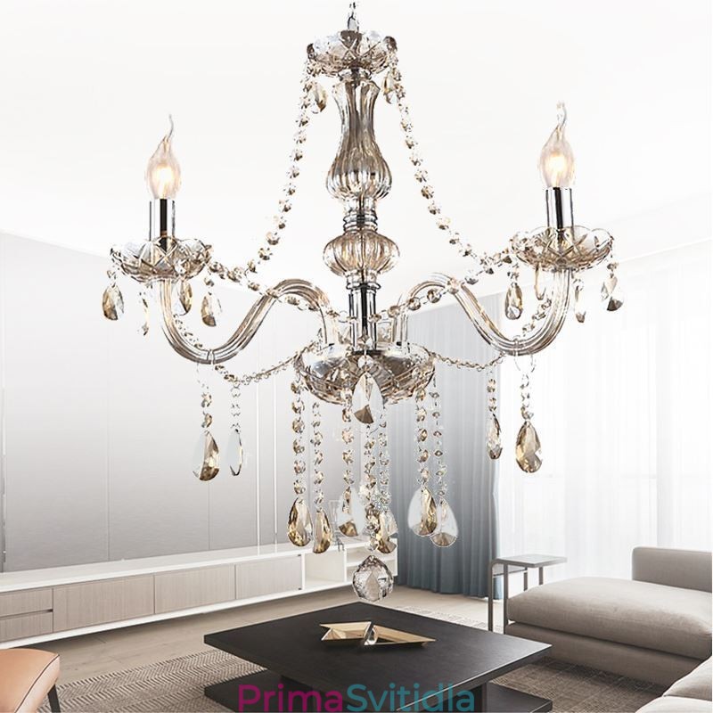 Křišťálový lustr European Cognac Color Glass Závěsné světlo