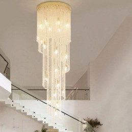 Moderní křišťálový lustr Luxusní schodišťové křišťálové stropní svítidlo s 19 světly