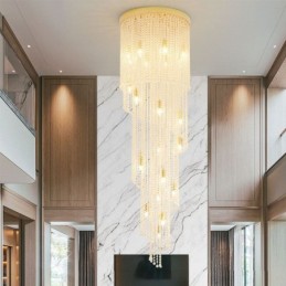 Moderní křišťálový lustr Luxusní schodišťové křišťálové stropní svítidlo s 19 světly