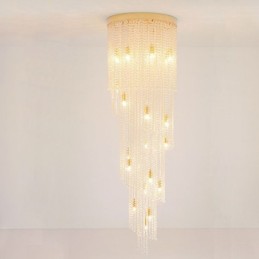 Moderní křišťálový lustr Luxusní schodišťové křišťálové stropní svítidlo s 19 světly