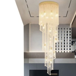 Moderní křišťálový lustr Luxusní schodišťové křišťálové stropní svítidlo s 19 světly