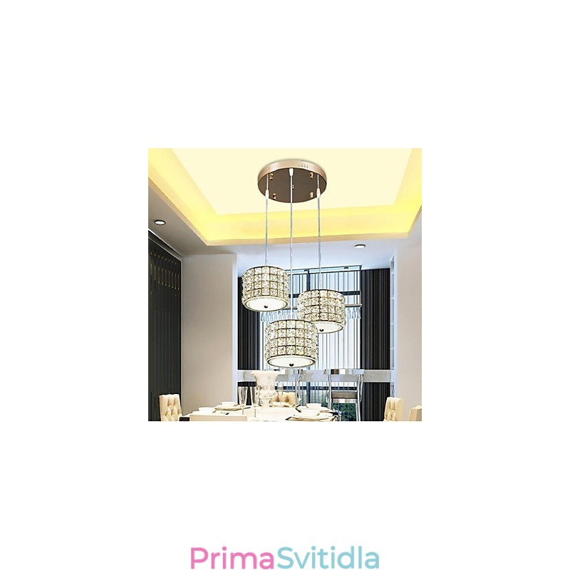 Jednoduché závěsné svítidlo se 3 světelnými krystaly