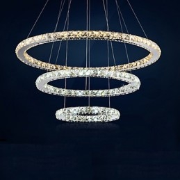 Závěsné lampy Jantarové a čiré K9 Crystal Lustrové osvětlení se 3 prstenci
