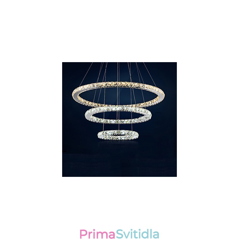 Závěsné lampy Jantarové a čiré K9 Crystal Lustrové osvětlení se 3 prstenci