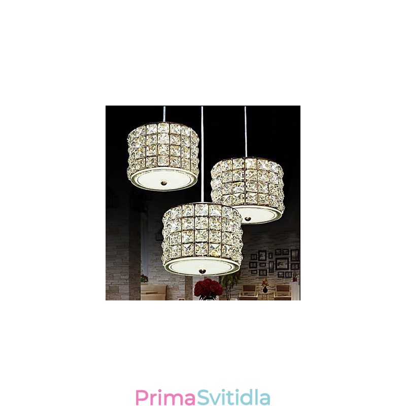 Jednoduché závěsné svítidlo se 3 světelnými krystaly