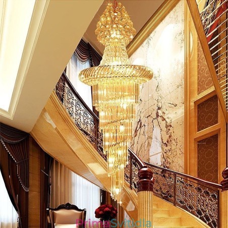 Luxusní křišťálový lustr Moderní evropské elegantní dlouhé závěsné duplexní schodiště Luxusní křišťálový lustr Moderní evropské elegantní dlouhé závěsné duplexní schodiště