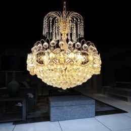Elegantní křišťálový lustr klasické zlaté závěsné světlo