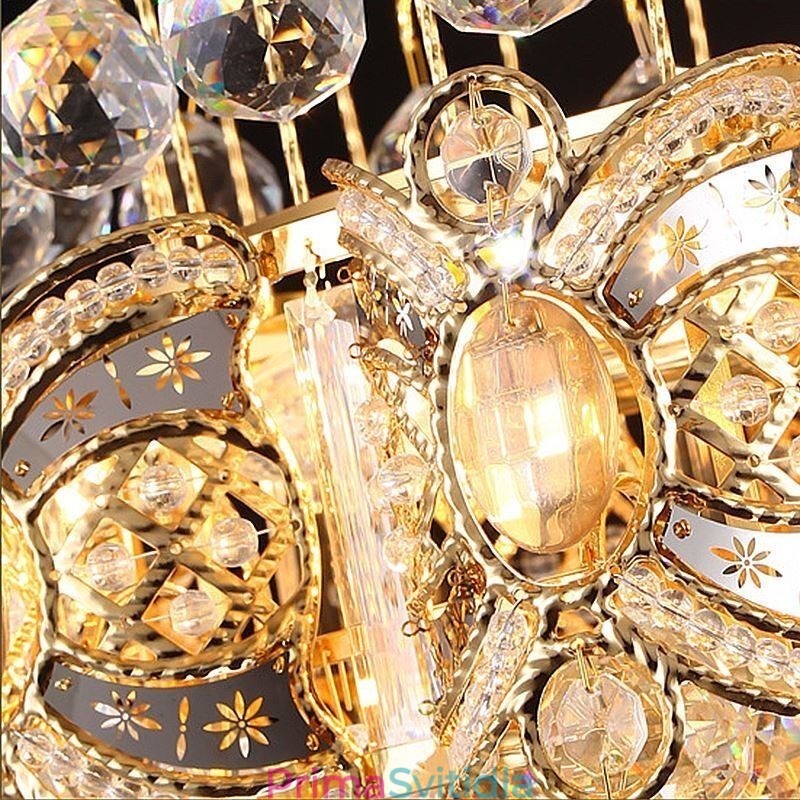 Elegantní křišťálový lustr klasické zlaté závěsné světlo