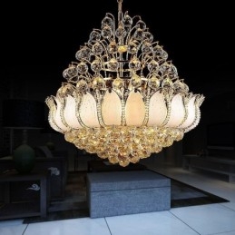 Současný křišťálový empírový lustr Zlatý přívěsek Light Lotus