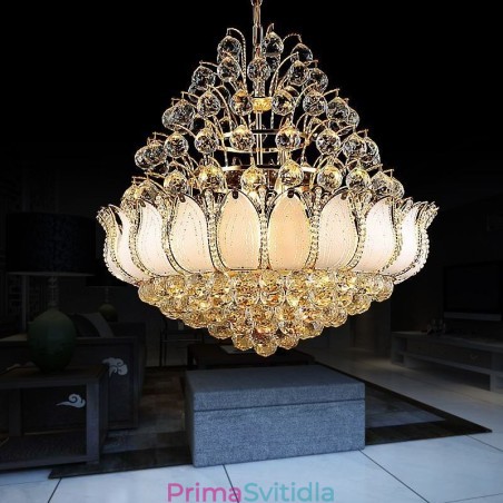 Současný křišťálový empírový lustr Zlatý přívěsek Light Lotus Současný křišťálový empírový lustr Zlatý přívěsek Light Lotus