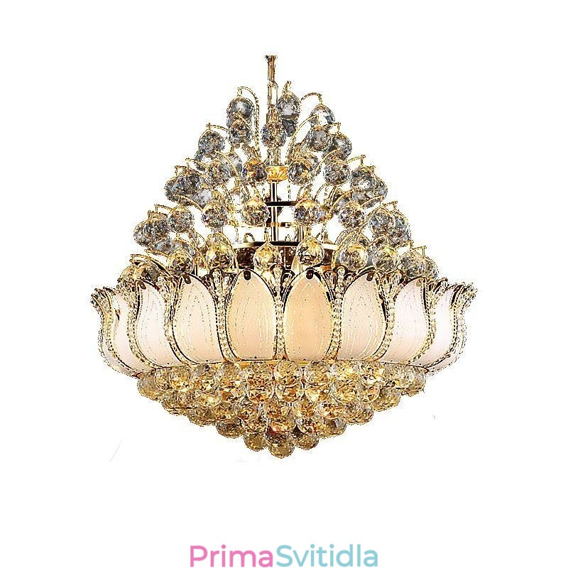 Současný křišťálový empírový lustr Zlatý přívěsek Light Lotus