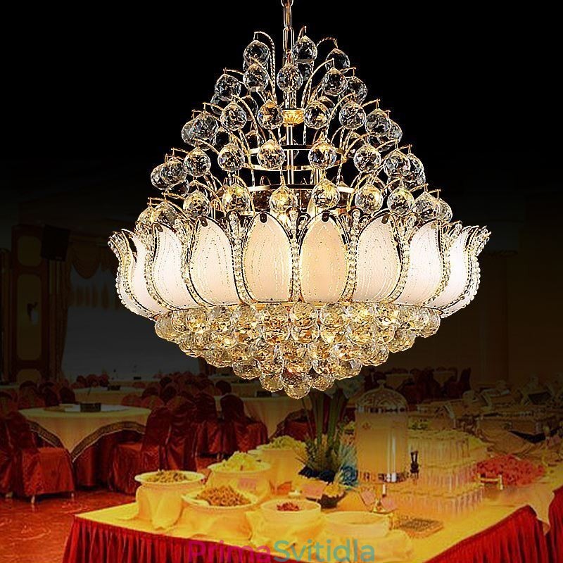 Současný křišťálový empírový lustr Zlatý přívěsek Light Lotus