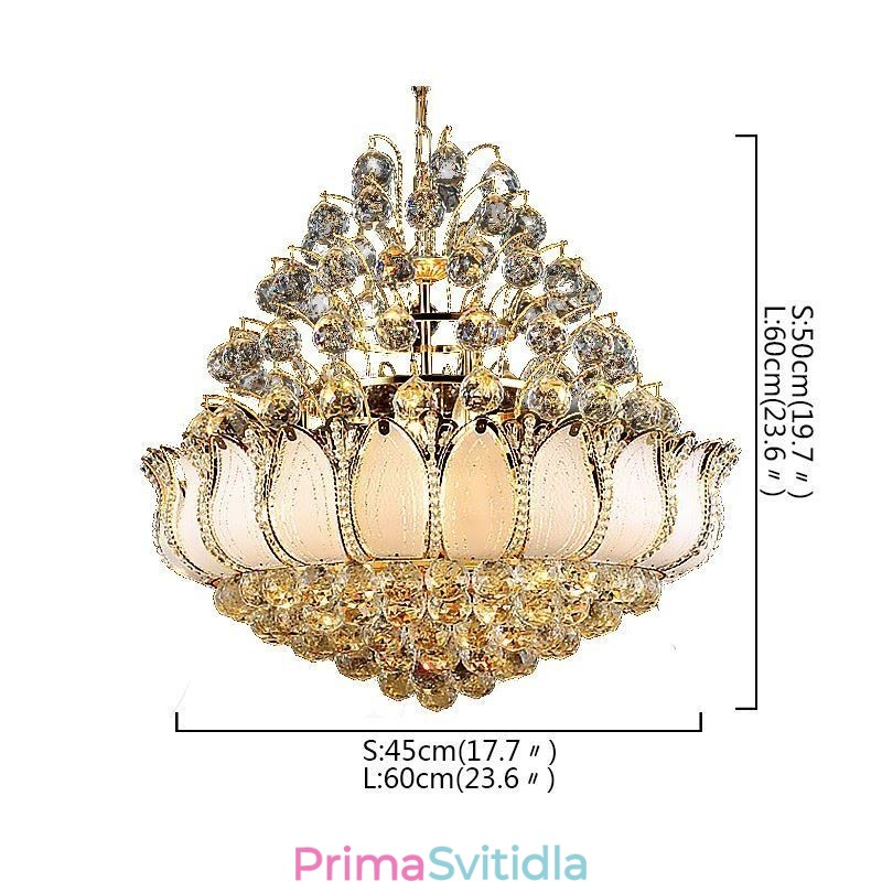 Současný křišťálový empírový lustr Zlatý přívěsek Light Lotus
