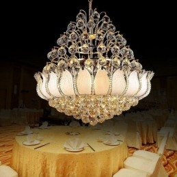 Současný křišťálový empírový lustr Zlatý přívěsek Light Lotus