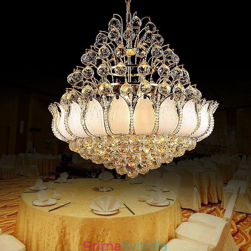 Současný křišťálový empírový lustr Zlatý přívěsek Light Lotus