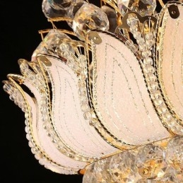 Současný křišťálový empírový lustr Zlatý přívěsek Light Lotus