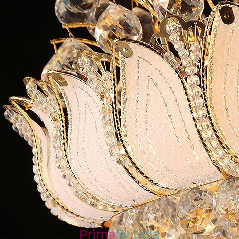 Současný křišťálový empírový lustr Zlatý přívěsek Light Lotus
