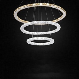 Závěsné lampy Jantarové a čiré K9 Crystal Lustrové osvětlení se 3 prstenci