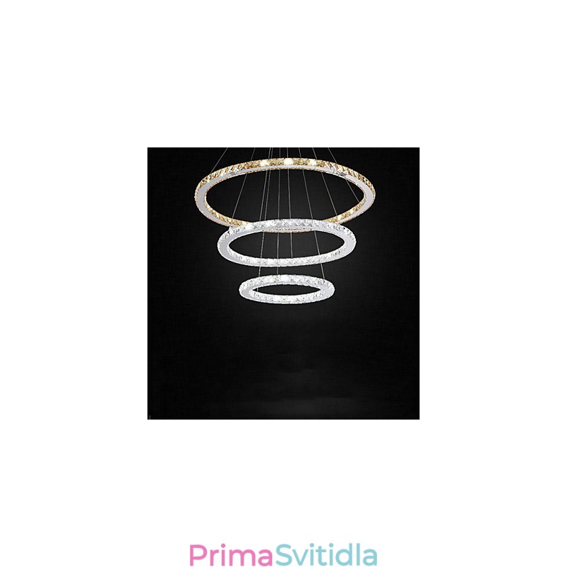 Závěsné lampy Jantarové a čiré K9 Crystal Lustrové osvětlení se 3 prstenci