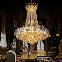 Elegantní křišťálový lustr Evropské závěsné svítidlo Dlouhé závěsné lustrové duplexní schodiště