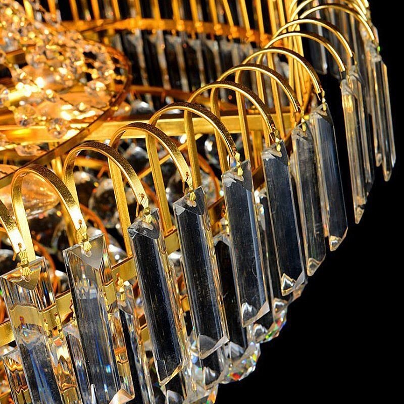 Elegantní křišťálový lustr Evropské závěsné svítidlo Dlouhé závěsné lustrové duplexní schodiště