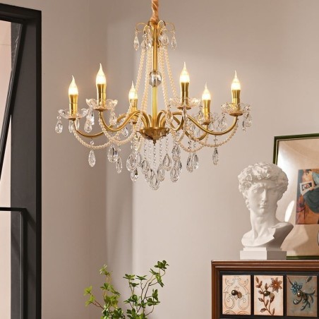 Americké křišťálové závěsné svítidlo Country Style Creative Iron Art Stropní svítidlo Americké křišťálové závěsné svítidlo Country Style Creative Iron Art Stropní svítidlo