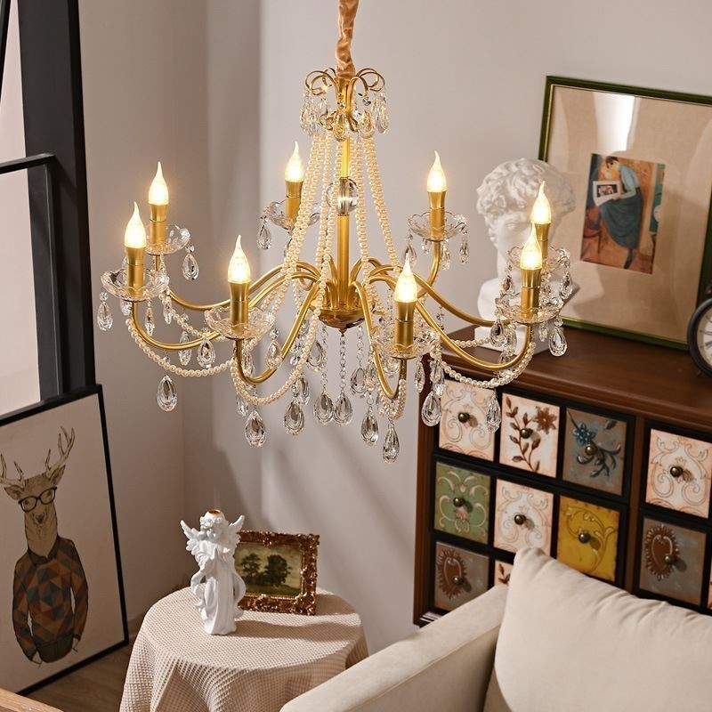 Americké křišťálové závěsné svítidlo Country Style Creative Iron Art Stropní svítidlo