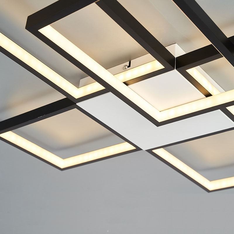 Minimalistické zapuštěné stropní svítidlo s pěti čtvercovými stupni plynule stmívatelné s dálkovým ovládáním 92W