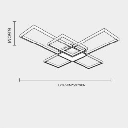 Minimalistické zapuštěné stropní svítidlo s pěti čtvercovými stupni plynule stmívatelné s dálkovým ovládáním 92W