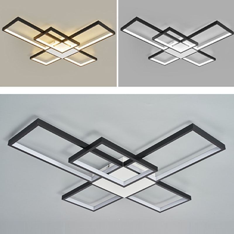 Minimalistické zapuštěné stropní svítidlo s pěti čtvercovými stupni plynule stmívatelné s dálkovým ovládáním 92W