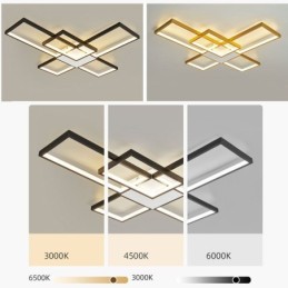 Minimalistické zapuštěné stropní svítidlo s pěti čtvercovými stupni plynule stmívatelné s dálkovým ovládáním 92W