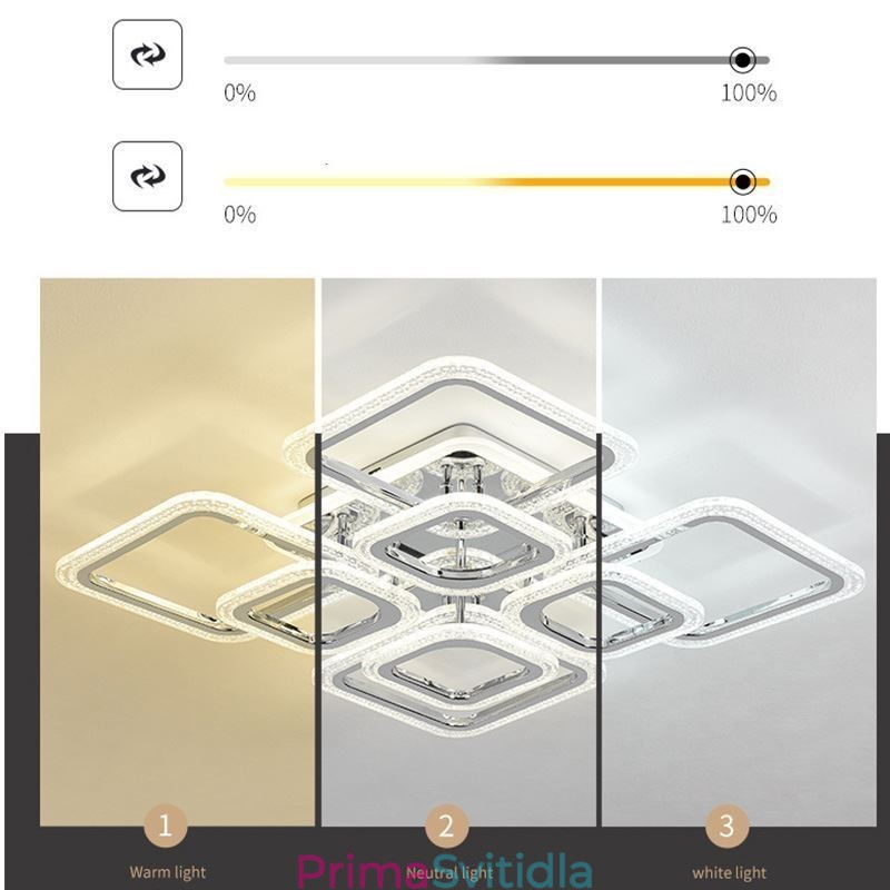 Zapuštěné akrylové čtvercové stropní svítidlo Chrome 8 světel