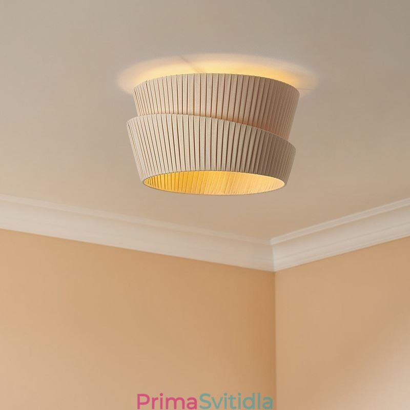 Wabi Sabi zapuštěná francouzská krémová dvouvrstvá látková stropní lampa se stínidlem