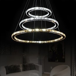 Závěsné lampy Jantarové a čiré K9 Crystal Lustrové osvětlení se 3 prstenci