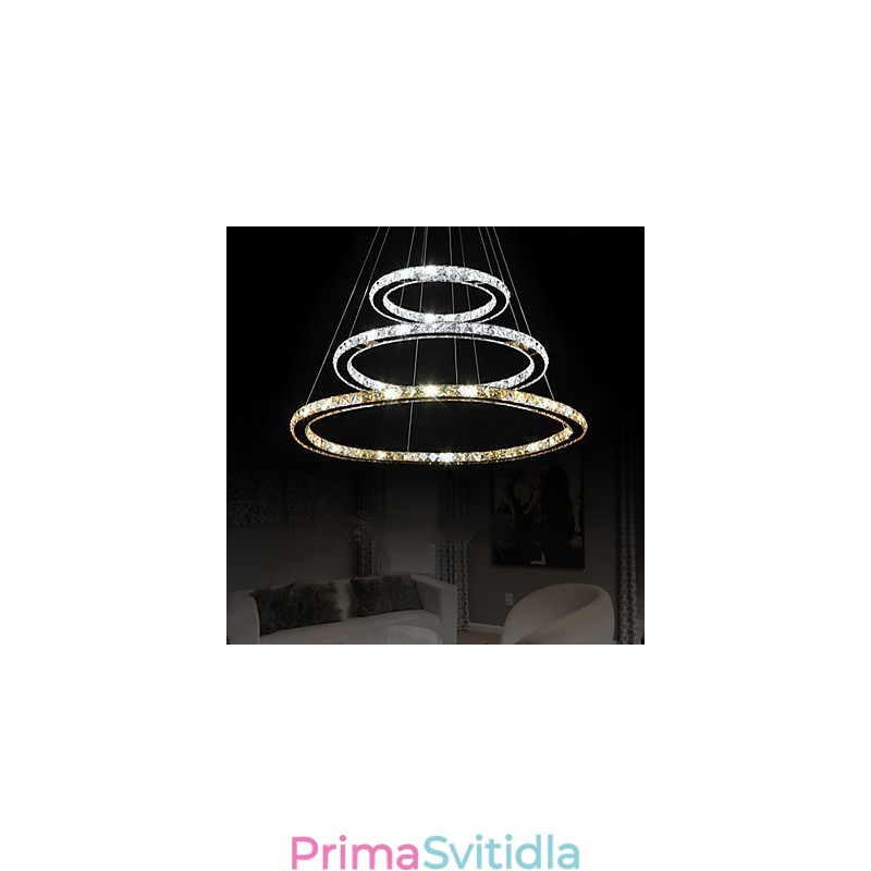 Závěsné lampy Jantarové a čiré K9 Crystal Lustrové osvětlení se 3 prstenci