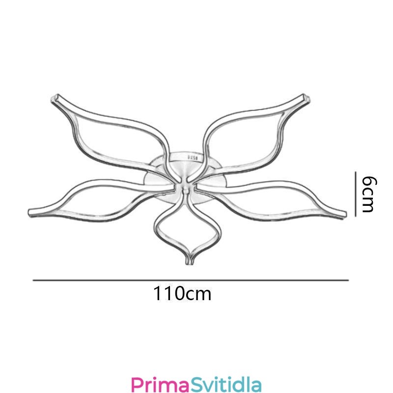 Minimalistické stropní svítidlo s pětilistými květy pod omítku