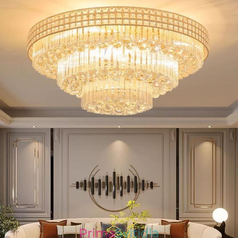 Křišťálové zapuštěné kulaté křišťálové stropní svítidlo s dálkovým ovládáním 80CM