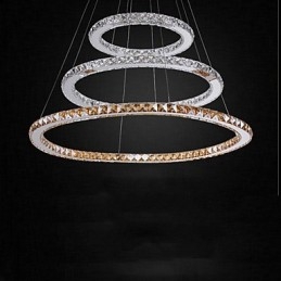 Závěsné lampy Jantarové a čiré K9 Crystal Lustrové osvětlení se 3 prstenci