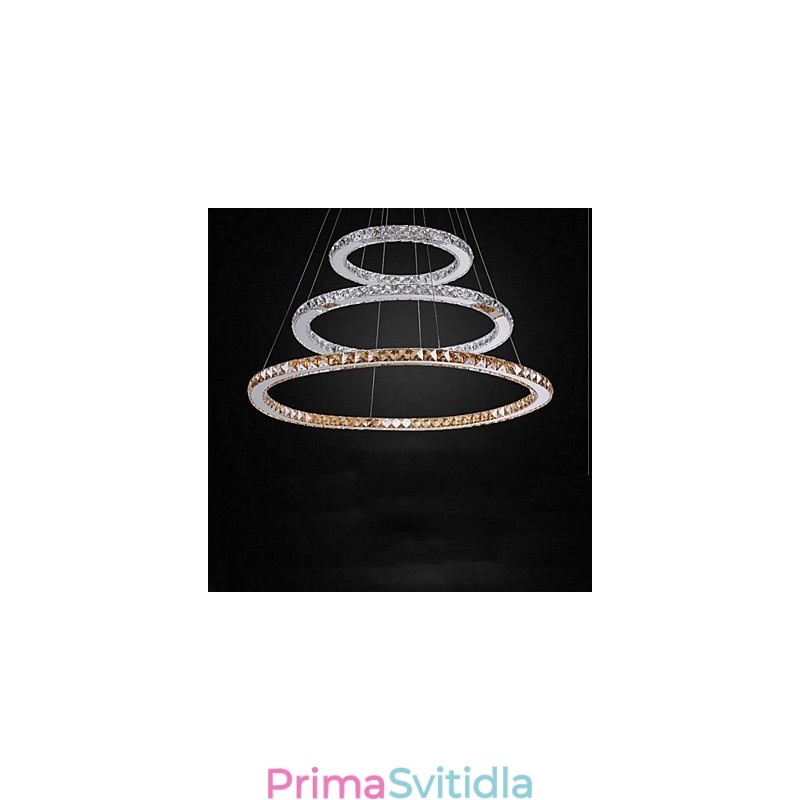 Závěsné lampy Jantarové a čiré K9 Crystal Lustrové osvětlení se 3 prstenci