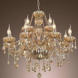 Lustr Crystal Luxury Modern 2 Tiers Living 12 Lights