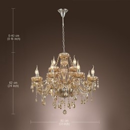 Lustr Crystal Luxury Modern 2 Tiers Living 12 Lights