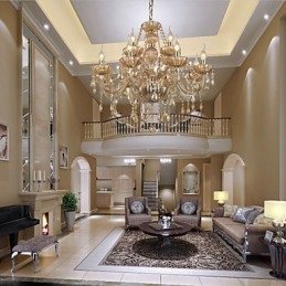 Lustr Crystal Luxury Modern 2 Tiers Living 12 Lights